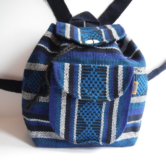 Artesanias Mr. Pinzon Woven Drawstring Boho Hippie Bag Rasta Back Pack Rainbow - Picture 10 of 11